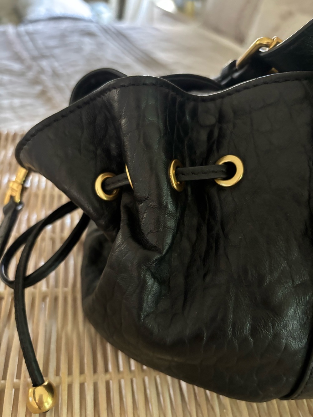 Gerard Darel Black Leather handbag with Gold Hardware - Picture 5 of 9